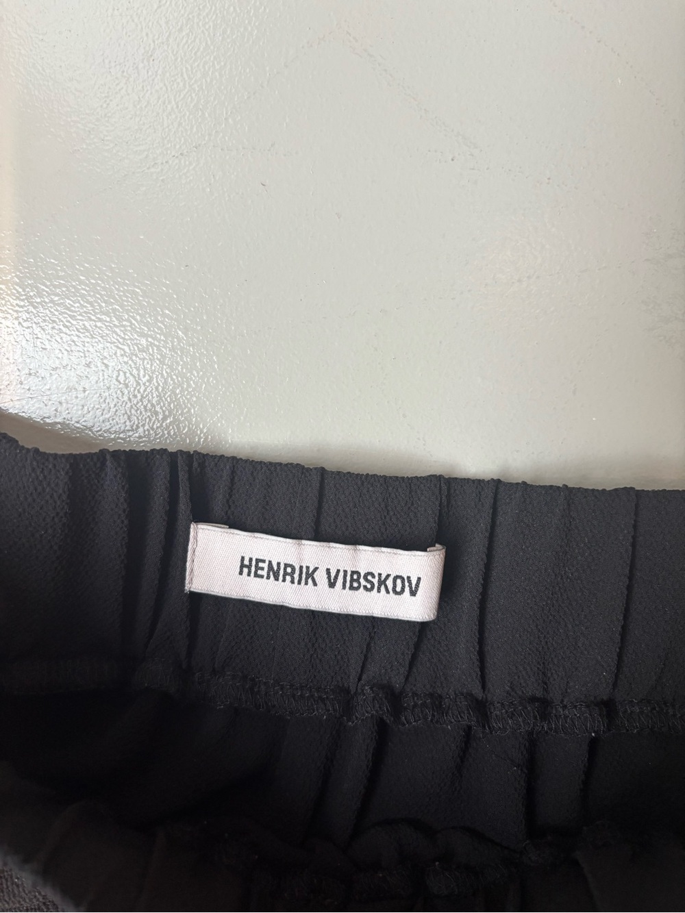 Henrik Vibskov Black Wide Leg Track Pants with White Side Stripes - Picture 3 of 4